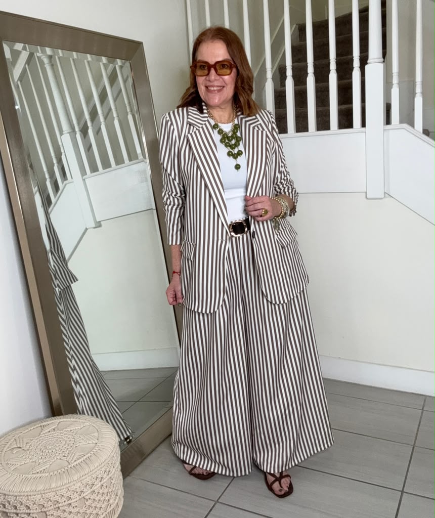 Luciana Striped Blazer & Wide Leg Set | Kapel Boutique
