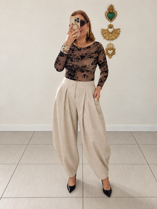 Molly Cotton Pants - Black & Beige | Kapel Boutique