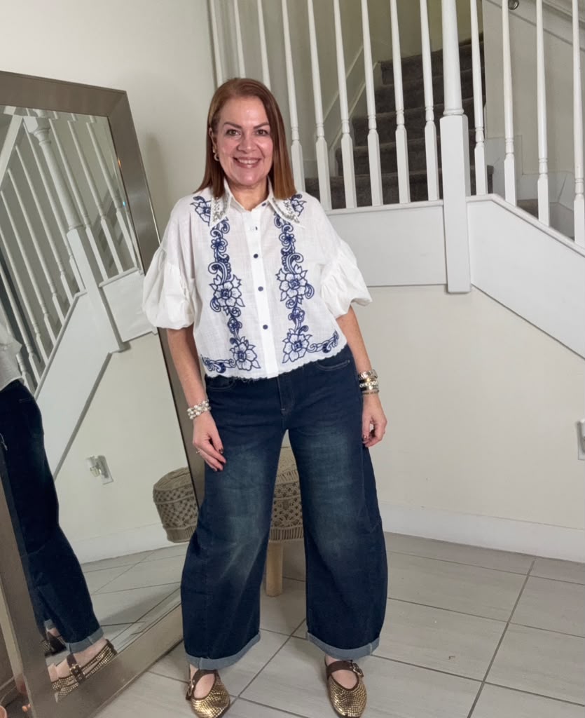 Clara Shirt – Embroidered Cotton Linen Top | Kapel Boutique