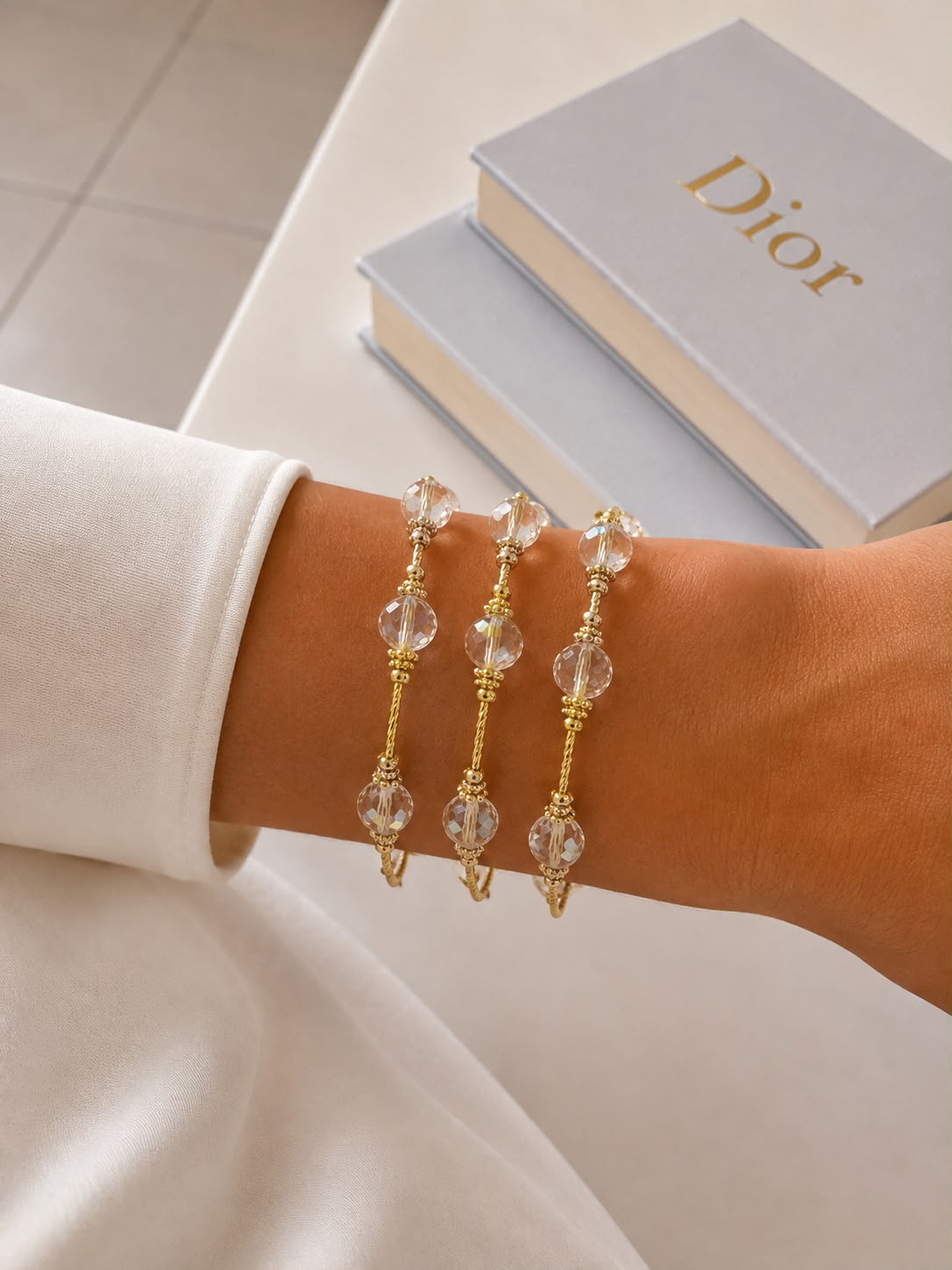 Cristal Bracelet - Elastic Clear Beads | Kapel Boutique