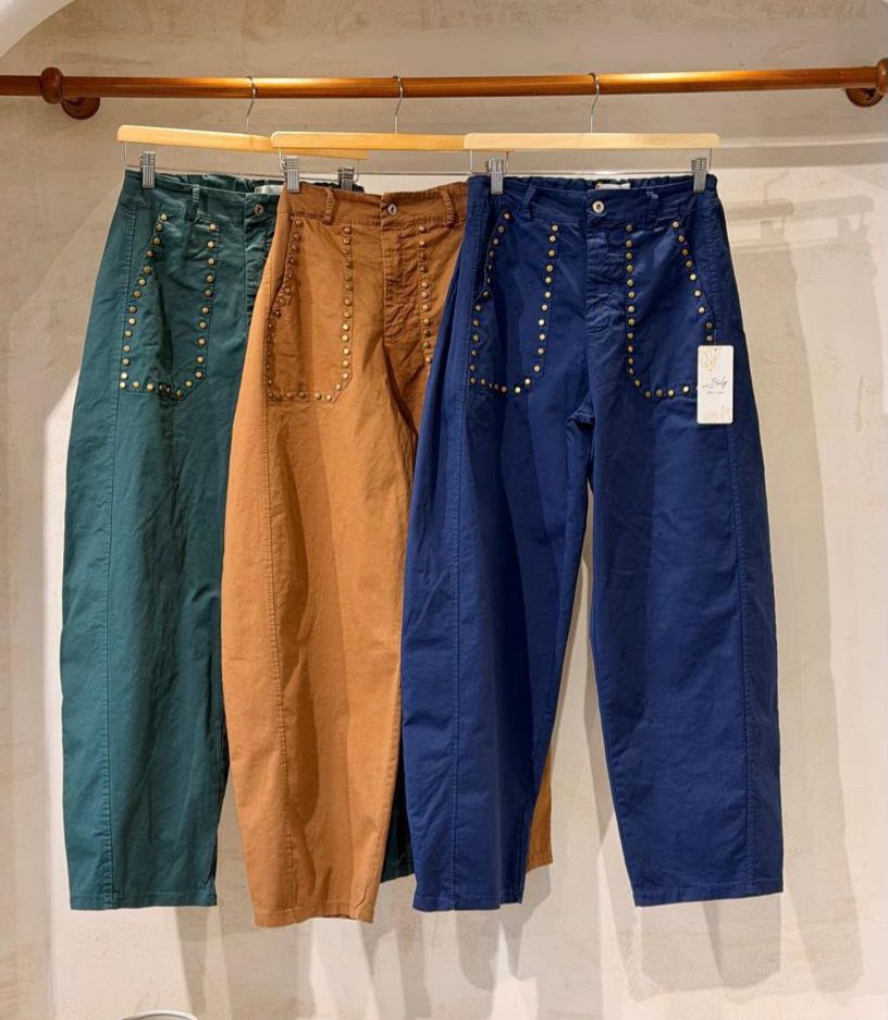 Mahony Pants – Studded Cotton Elastic Waist | Kapel Boutique