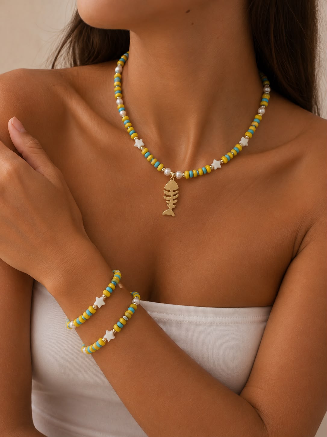Nemo Chocker - Beaded Fish Charm Necklace | Kapel Boutique