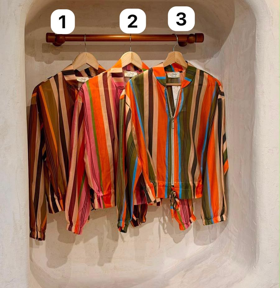 Canaima Jacket – Striped Tencel Zip-Up | Kapel Boutique